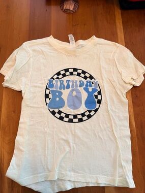 Birthday Boy Graphic Tee - White & Light Blue